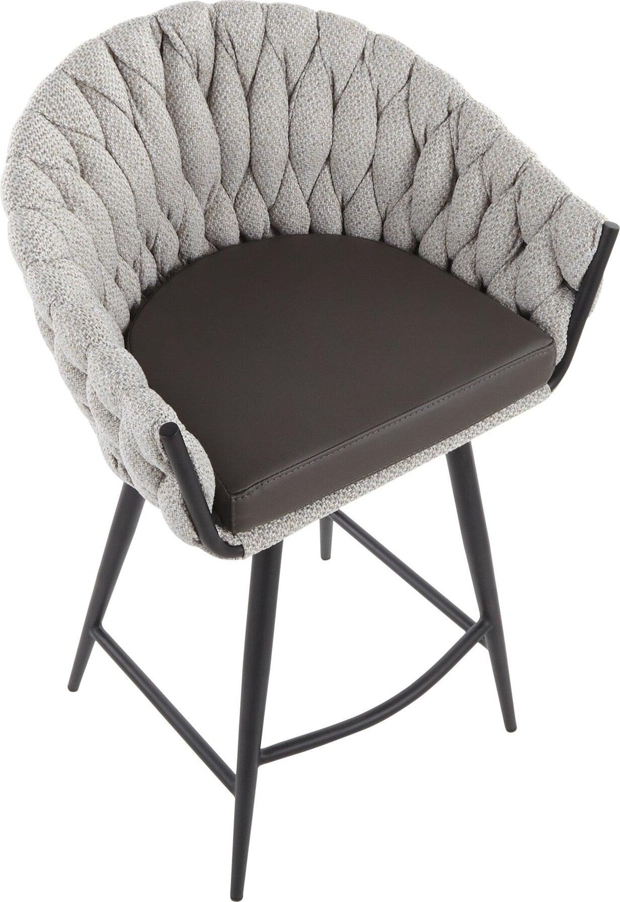 Lumisource Barstools - Braided Matisse Counter Stool Black & Cream & Gray