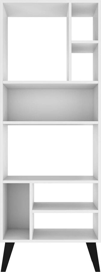 Manhattan Comfort Bookcases & Display Units - Warren Tall Bookcase 1.0 with 8 Shelves in White with Black Feet
