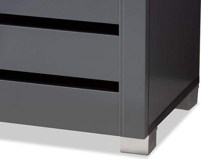 Wholesale Interiors Shoe Storage - Adalwin Modern and Contemporary Dark Gray 2-Door Wooden Entryway Shoe Storage Cabinet