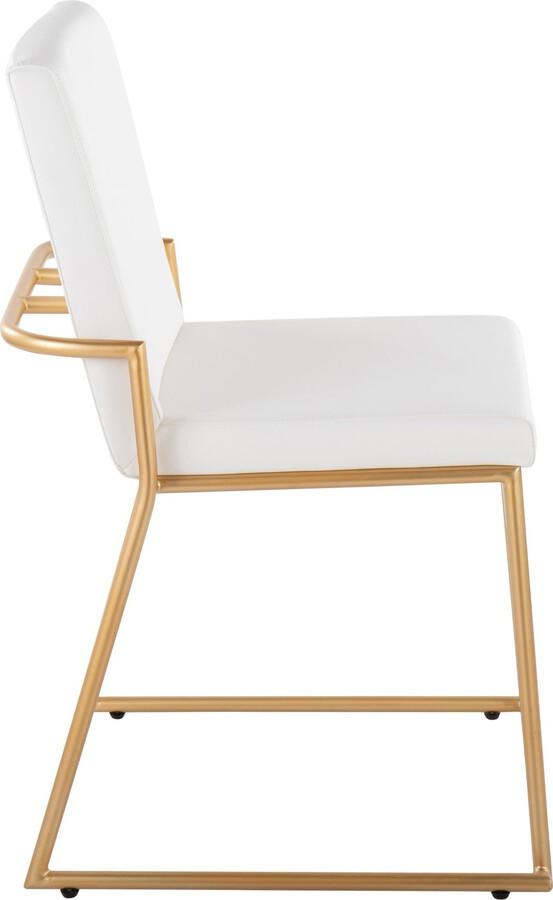 Lumisource Dining Chairs - Dutchess Contemporary Dining Chair In Gold Steel & White Faux Leather (Set of 2)