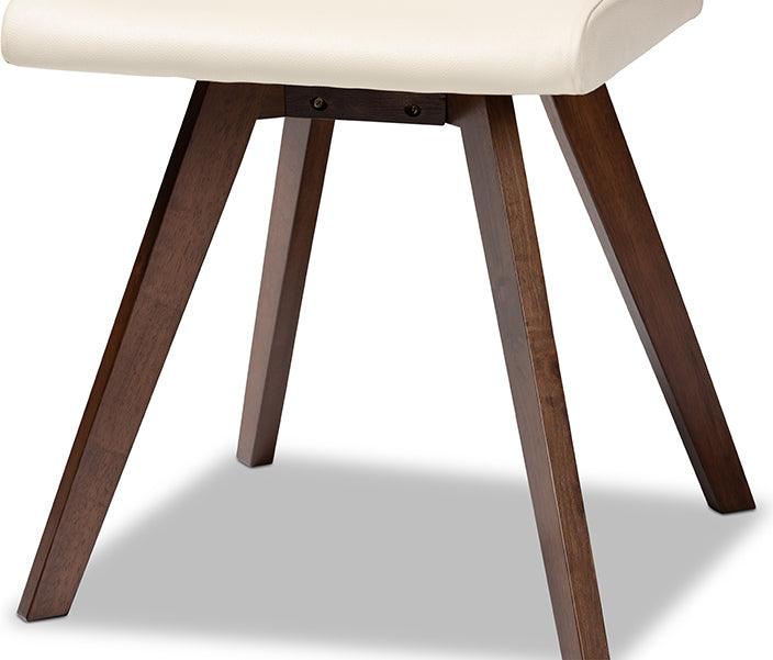 Wholesale Interiors Dining Sets - Pernille Cream Faux Leather Upholstered Walnut Finished Wood 5-Piece Dining Set