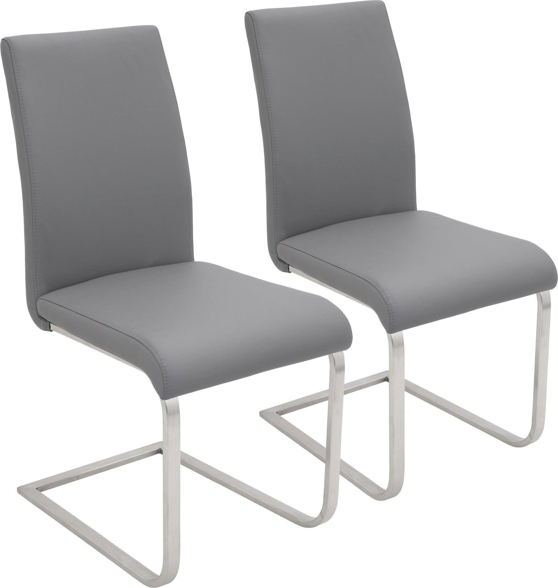 Lumisource Dining Chairs - Foster Contemporary Dining Chair in Grey Faux Leather (Set of 2)