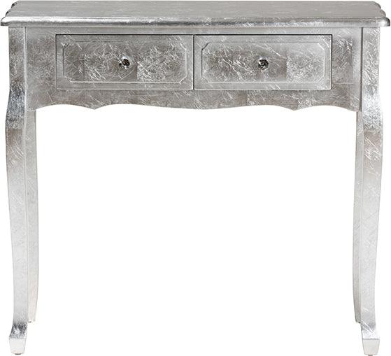 Wholesale Interiors Consoles - Newton Classic and Traditional Silver Finished Wood 2-Drawer Console Table