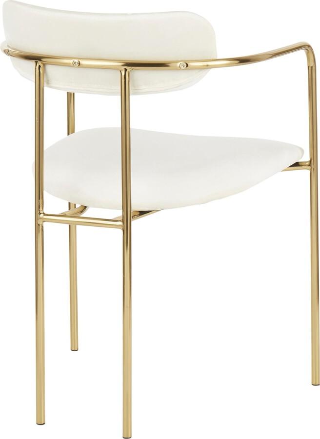 Lumisource Dining Chairs - Demi Contemporary Chair in Gold Metal & Cream Velvet - Set of 2