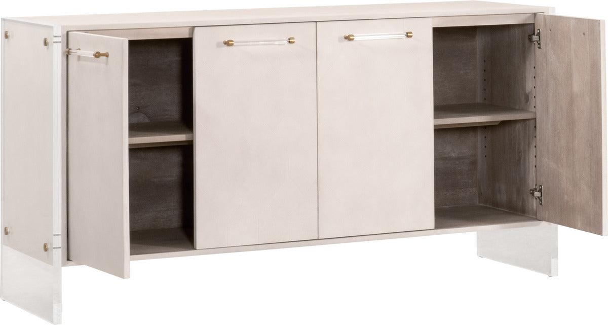 Essentials For Living TV & Media Units - Sonia Shagreen Media Sideboard White Shagreen, Lucite, Brushed Brass
