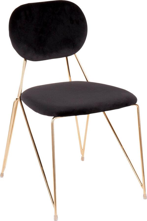 Lumisource Dining Chairs - Gwen Contemporary-Glam Chair in Gold Metal with Black Velvet - Set of 2