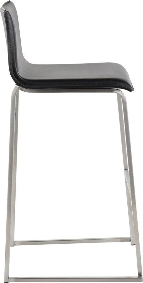 Lumisource Barstools - Mara Barstool In Stainless Steel & Black Faux Leather (Set of 2)