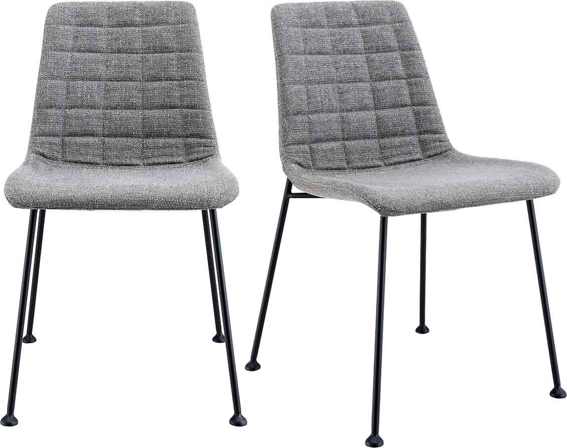 Euro Style Dining Chairs - Elma Side Chair in Light Gray Fabric with Matte Black Frame and Legs - Set Of 2