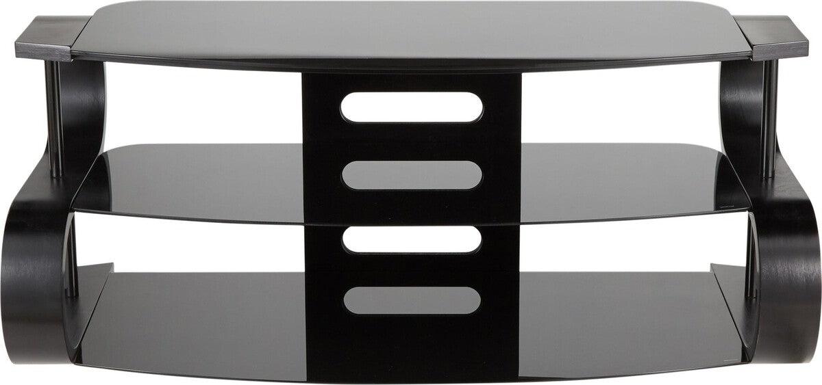 Lumisource TV & Media Units - Metro 120 Contemporary TV Stand in Black Wood and Black Glass