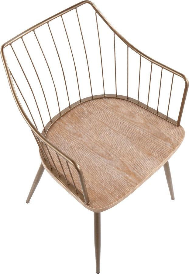 Lumisource Accent Chairs - Winston Farmhouse Chair in Antique Copper Metal and White Washed Wood