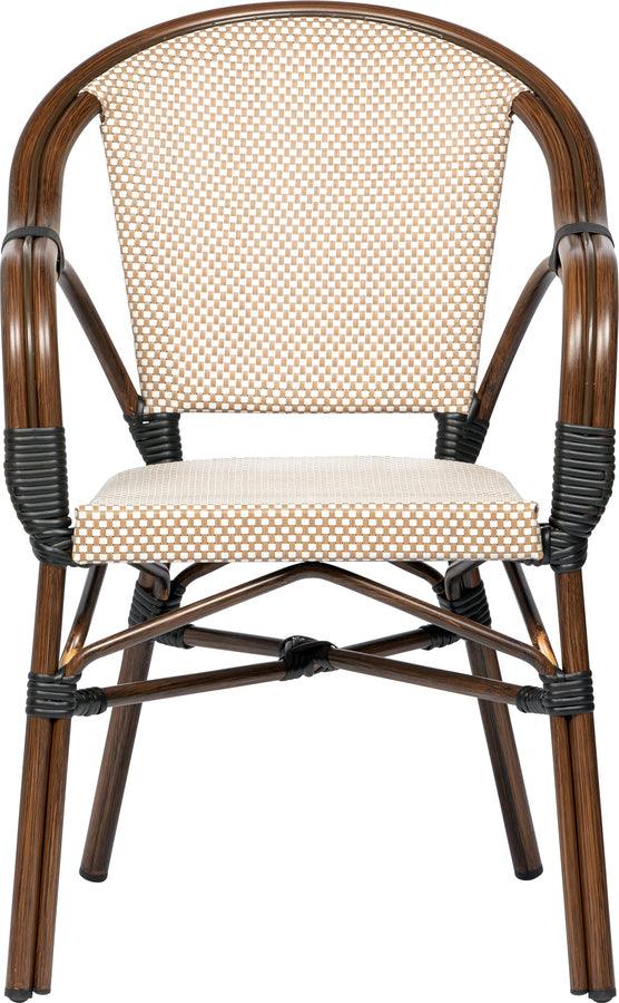 Euro Style Accent Chairs - Ivan Stacking Armchair in Tan/White Textylene Mesh with Brown Frame - Set of 2