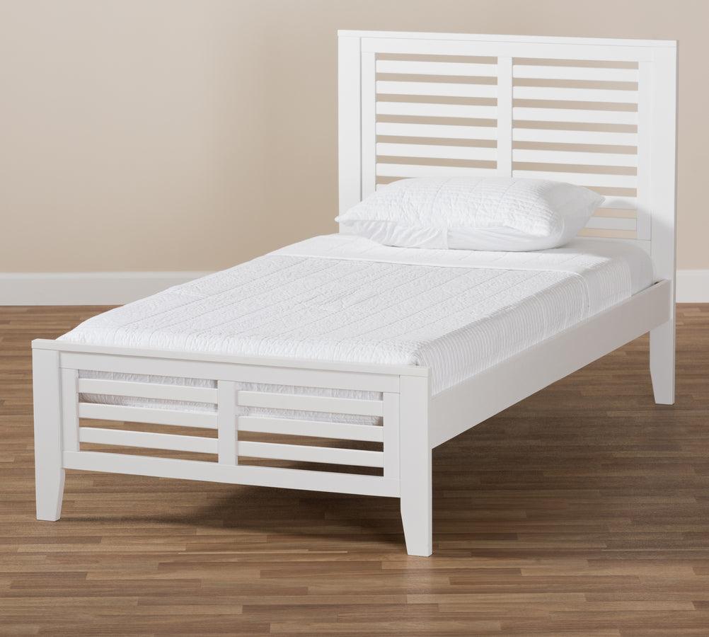 Wholesale Interiors Beds - Sedona Modern Classic Mission Style White-Finished Wood Twin Platform Bed
