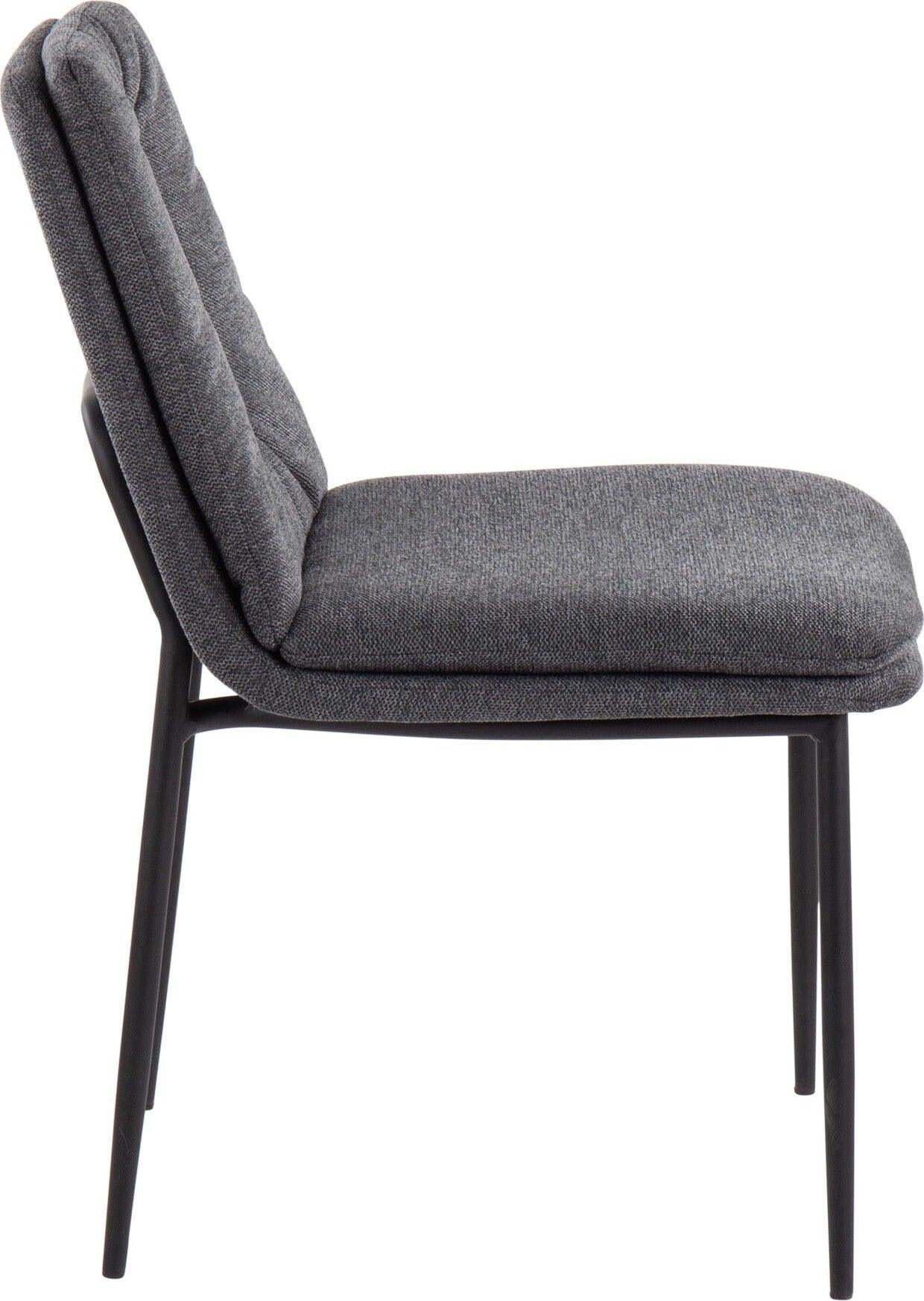 Lumisource Dining Chairs - Smith Contemporary Dining Chair in Black Steel and Charcoal Fabric (Set of 2)