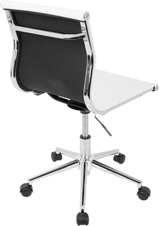 Lumisource Task Chairs - Master Contemporary Armless Adjustable Task Chair in White Faux Leather