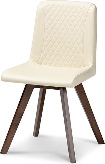 Wholesale Interiors Dining Sets - Pernille Cream Faux Leather Upholstered Walnut Finished Wood 5-Piece Dining Set