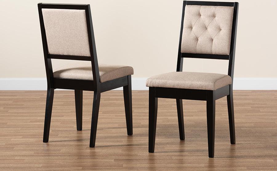 Wholesale Interiors Dining Chairs - Gideon Sand Fabric Upholstered and Dark Brown Finished Wood 2-Piece Dining Chair Set