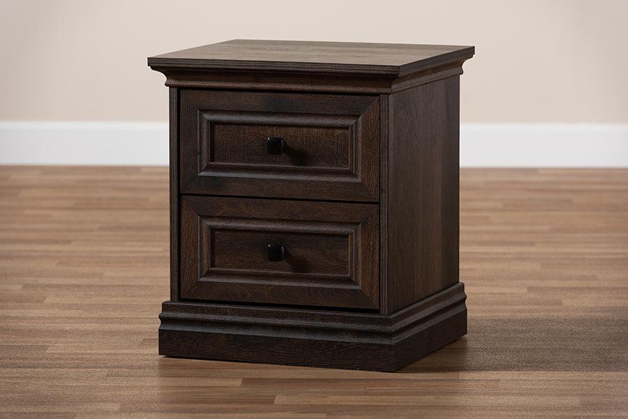 Wholesale Interiors Nightstands & Side Tables - Nolan 2 Drawer Nightstand Brown & Black