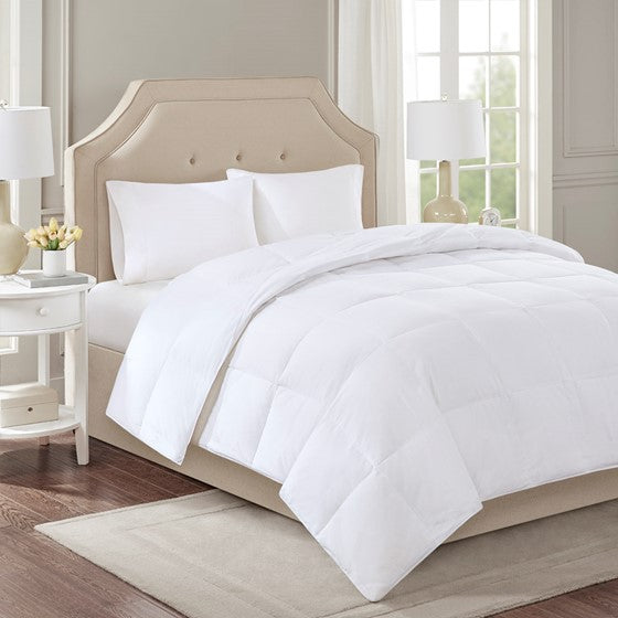 Olliix.com Comforters & Blankets - 300 Thread Count Cotton Sateen White Down Comforter with 3M Scotchgard White King