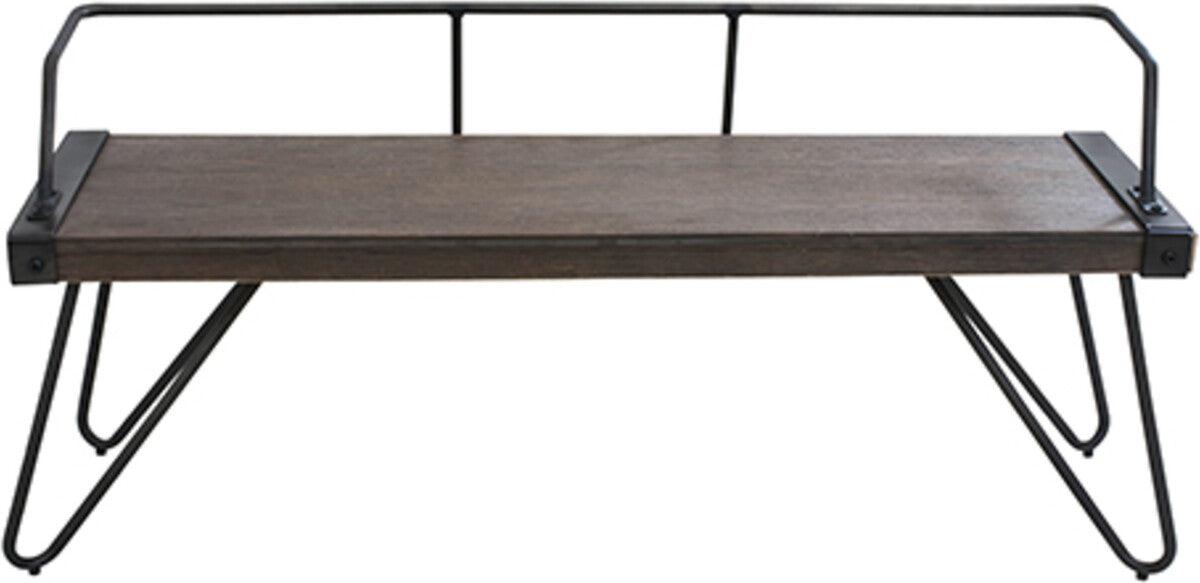 Lumisource Benches - Stefani Industrial Bench in Antique and Walnut