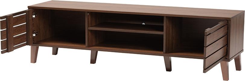 Wholesale Interiors TV & Media Units - Teresina Mid-Century Modern Transitional Walnut Brown Finished Wood 2-Door TV Stand