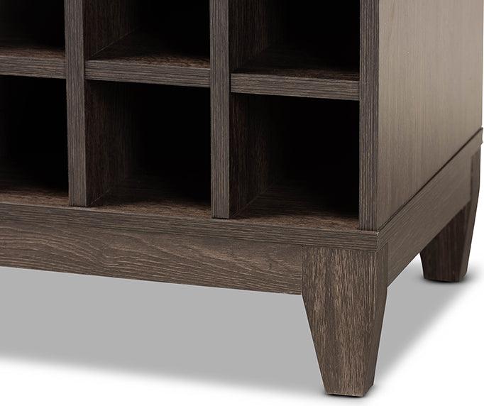 Wholesale Interiors Bar Units & Wine Cabinets - Trenton Dark Brown Finished Wood 1-Drawer Wine Storage Cabinet
