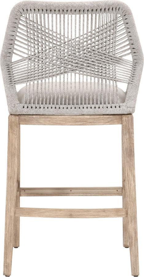 Essentials For Living Barstools - Loom Barstool Taupe & White Flat Rope, Pumice, Natural Gray Mahogany
