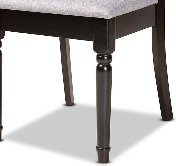 Wholesale Interiors Dining Sets - Jessie Grey Fabric Upholstered and Dark Brown Finished Wood 7-Piece Dining Set