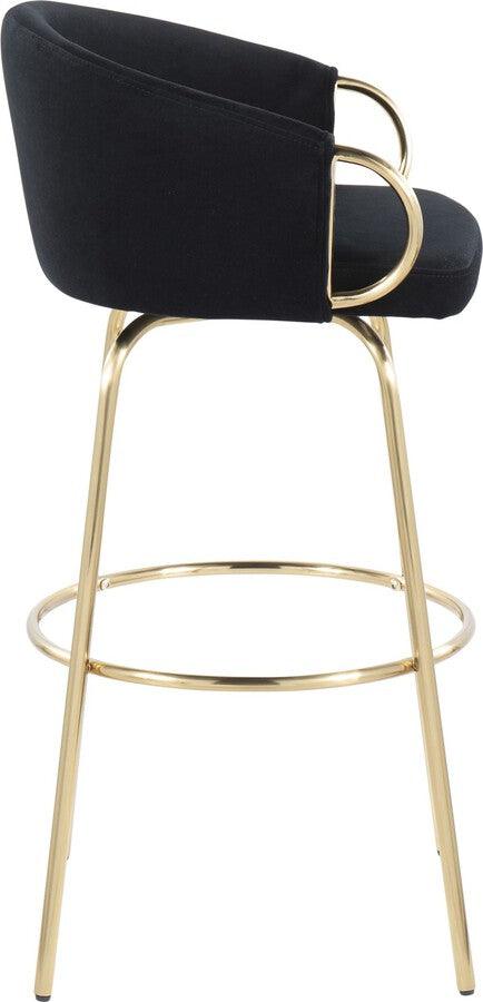 Lumisource Barstools - Claire /Glam 30" Fixed-Height Bar Stool With Gold Metal & Round Gold Metal With Black (Set of 2)