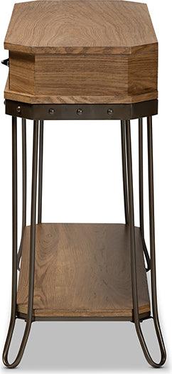Wholesale Interiors Consoles - Kellyn Oak Brown Wood & Black Finished Metal 3-Drawer Console Table?