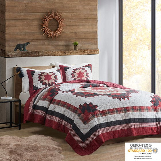 Olliix.com Coverlet - Cotton Quilt Mini Set Red Full/Queen