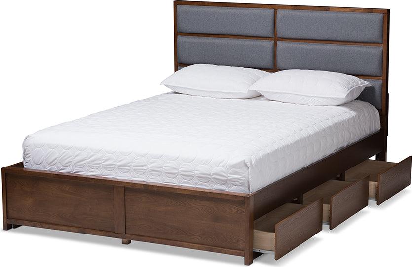 Wholesale Interiors Beds - Macey King Storage Bed Gray & Walnut Brown