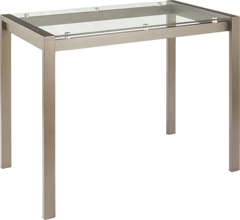 Lumisource Bar Tables - Fuji Contemporary Counter Table in Antique Metal and Clear Glass