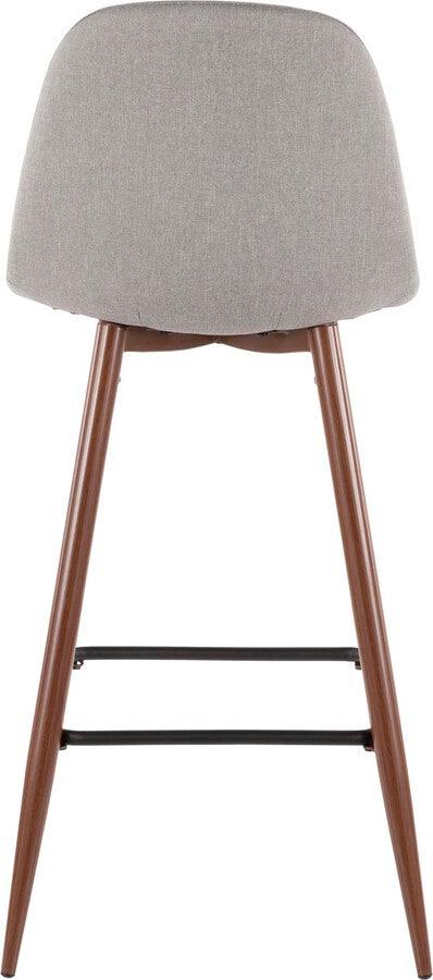 Lumisource Barstools - Pebble 30" Fixed Height Barstool In Walnut Metal & Light Grey Fabric (Set of 2)