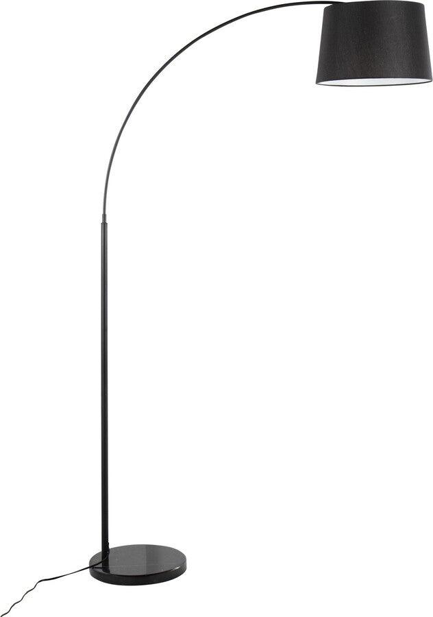 Lumisource Floor Lamps - March Contemporary Floor Lamp In Black Marble & Black Metal With Black Linen Shade