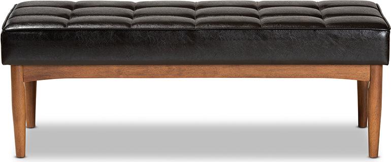Wholesale Interiors Benches - Sanford Dark Brown Faux Leather Upholstered and Walnut Brown Finished Wood Dining Bench