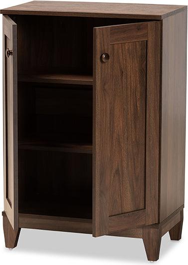 Wholesale Interiors Shoe Storage - Nissa Walnut Brown Finished Wood 2-Door Shoe Storage Cabinet