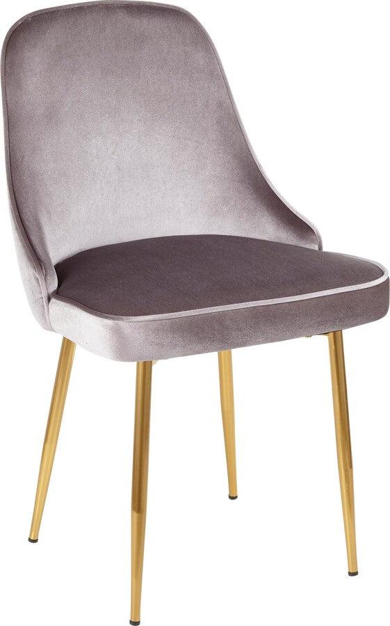 Lumisource Dining Chairs - Marcel Contemporary Dining Chair with Gold Frame and Silver Velvet Fabric - Set of 2