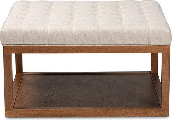 Wholesale Interiors Ottomans & Stools - Alvere Modern and Contemporary Beige Fabric Walnut Cocktail Ottoman