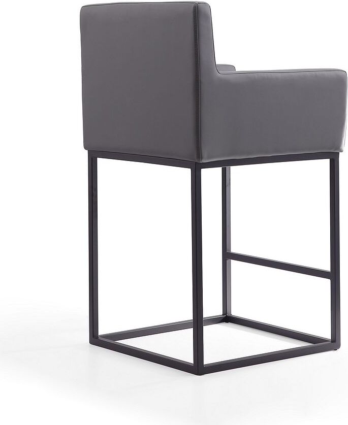 Manhattan Comfort Barstools - Ambassador 38 in. Grey and Black Metal Counter Height Bar Stool