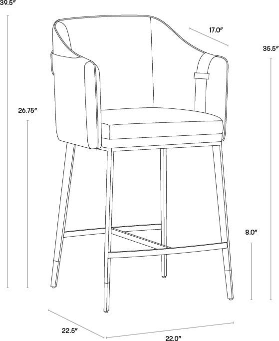 SUNPAN Barstools - Carter Counter Stool - Napa Black / Napa Cognac