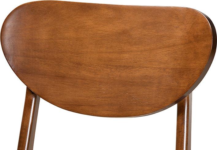 Wholesale Interiors Dining Chairs - Katya Mid-Century Modern Grey Fabric and Brown Finished Wood 2-Piece Dining Chair Set