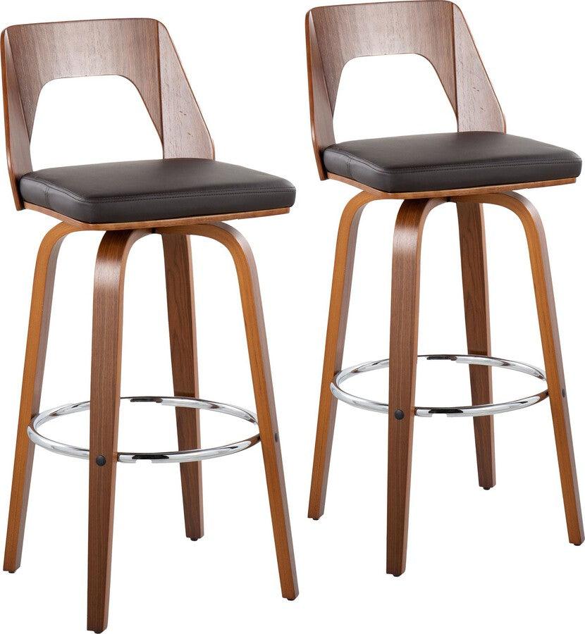 Lumisource Barstools - Trilogy Barstool In Walnut & Brown Faux Leather (Set of 2)
