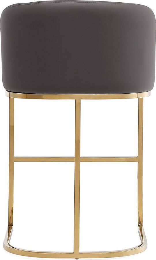 Manhattan Comfort Barstools - Louvre 36 in. Grey and Titanium Gold Stainless Steel Counter Height Bar Stool