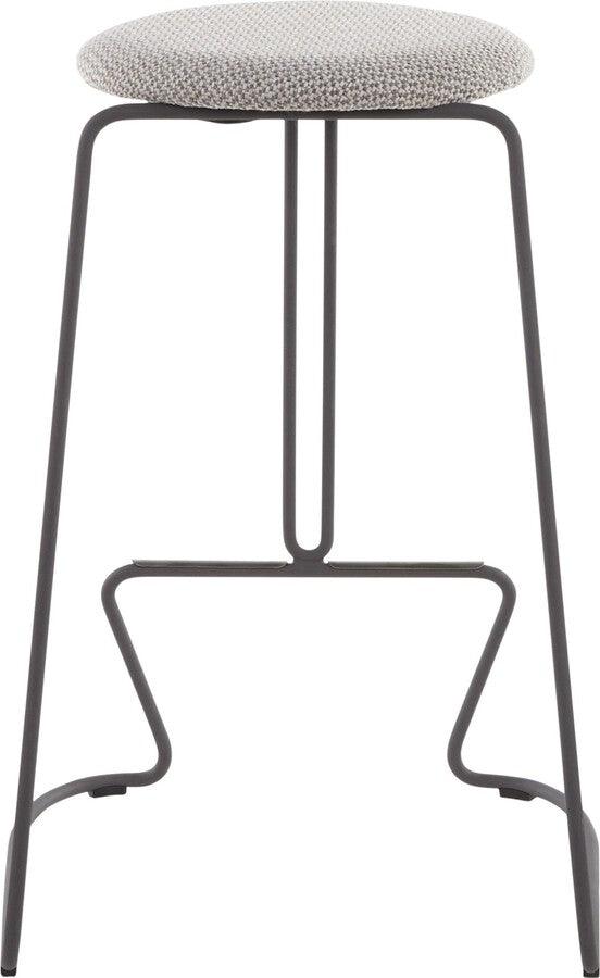 Lumisource Barstools - Finn Contemporary Counter Stool in Grey Steel and Light Grey Fabric - Set of 2