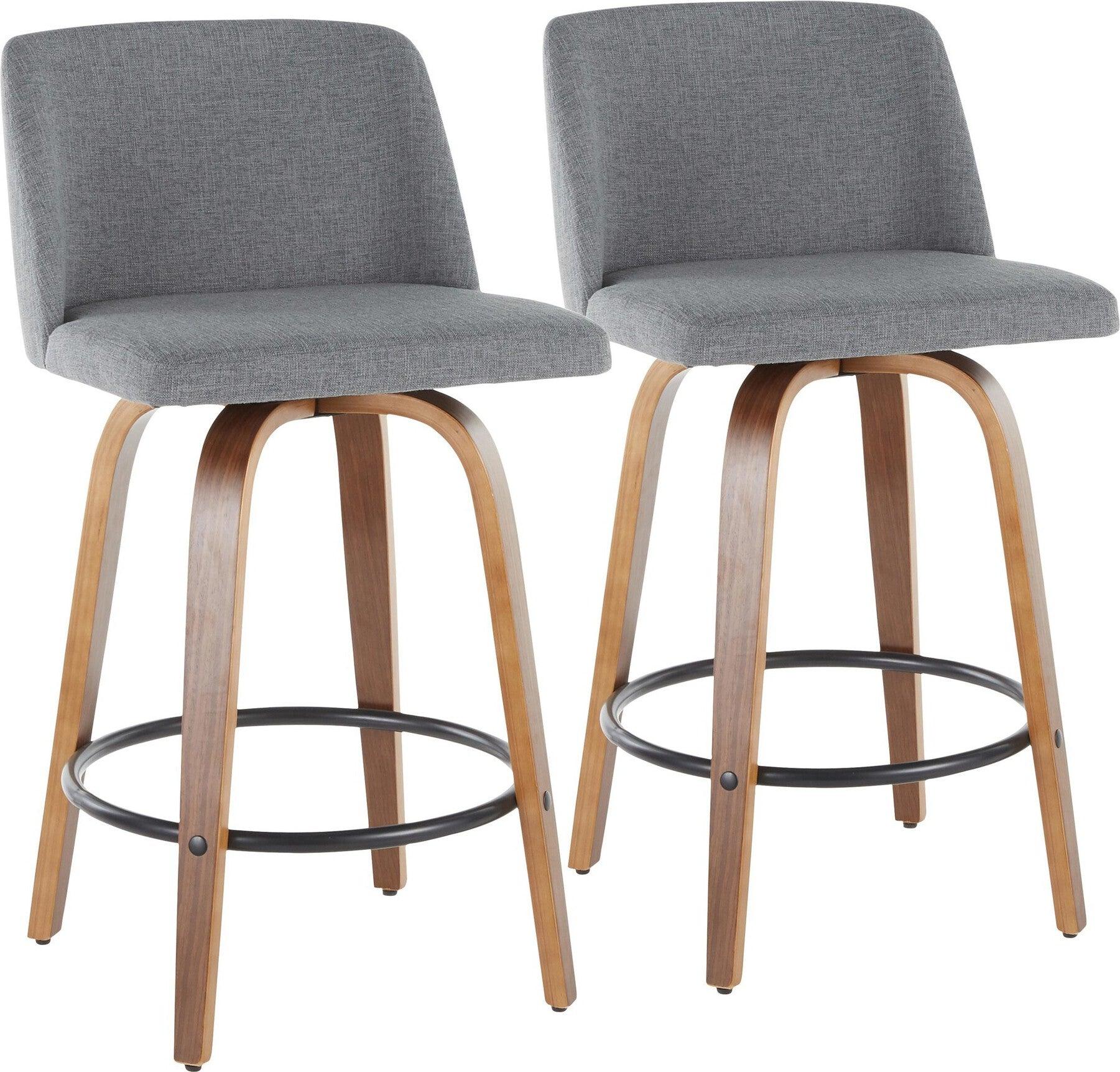 Lumisource Barstools - Toriano Counter Stool Walnut & Gray (Set of 2)