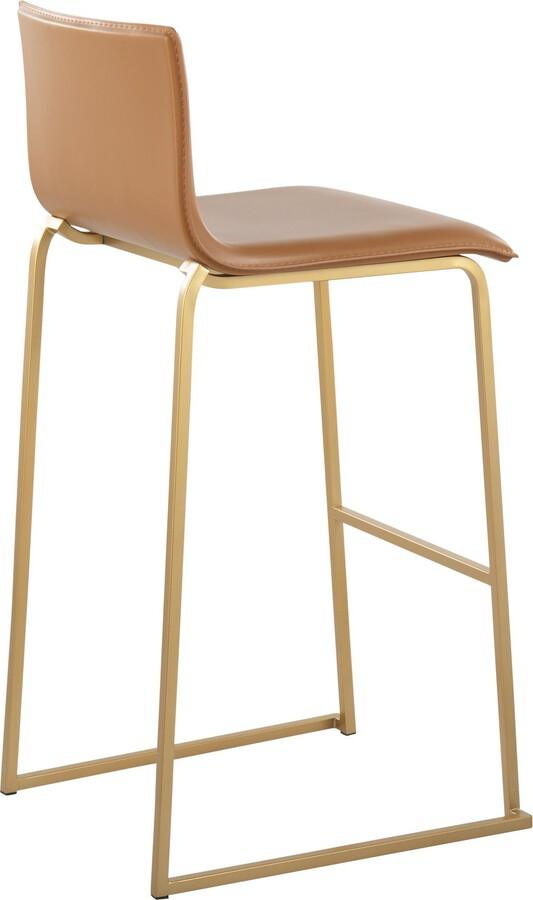 Lumisource Barstools - Mara Barstool In Gold Steel & Camel Faux Leather (Set of 2)
