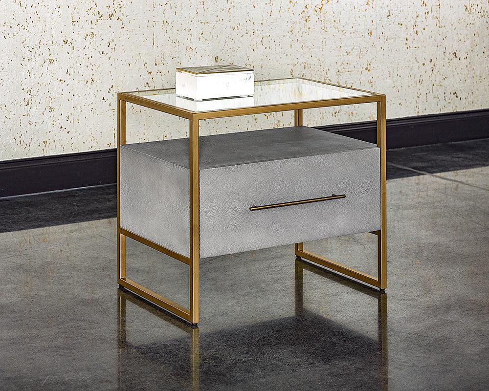 SUNPAN Nightstands & Side Tables - Venice Nightstand - Grey Shagreen Gray