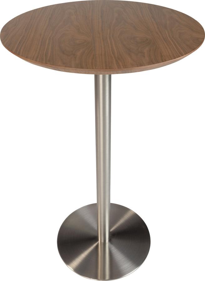 Euro Style Bar Tables - Cookie-B 26" Bar Table in Walnut with Brushed Stainless Steel Column and Base