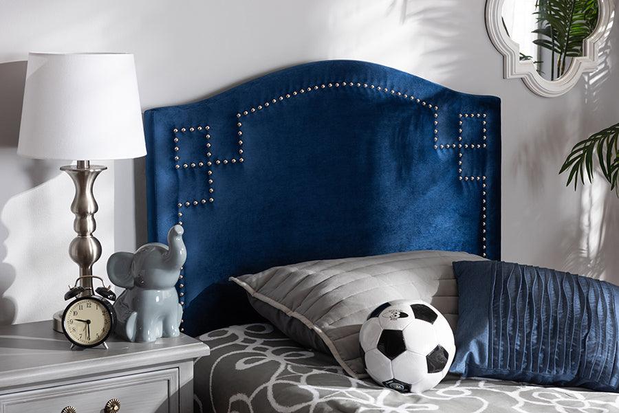 Wholesale Interiors Headboards - Aubrey Modern And Contemporary Royal Blue Velvet Fabric Upholstered Twin Size Headboard