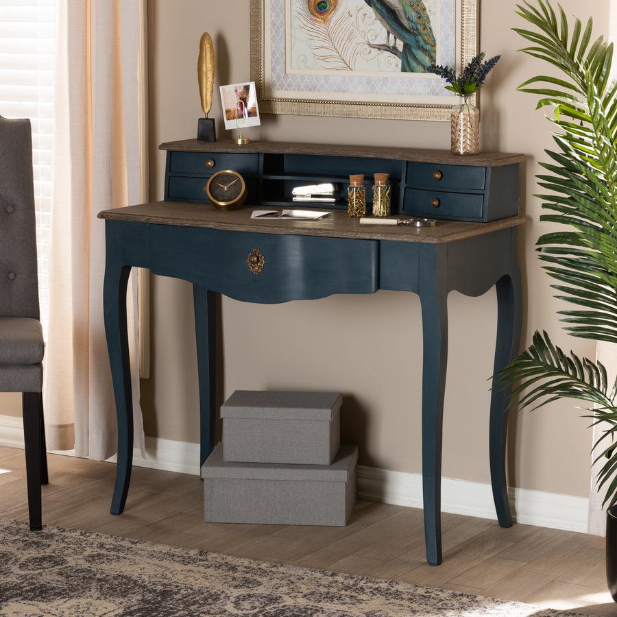 Wholesale Interiors Desks - Celestine French Provincial Blue Spruce Finished Wood Accent Writing Desk